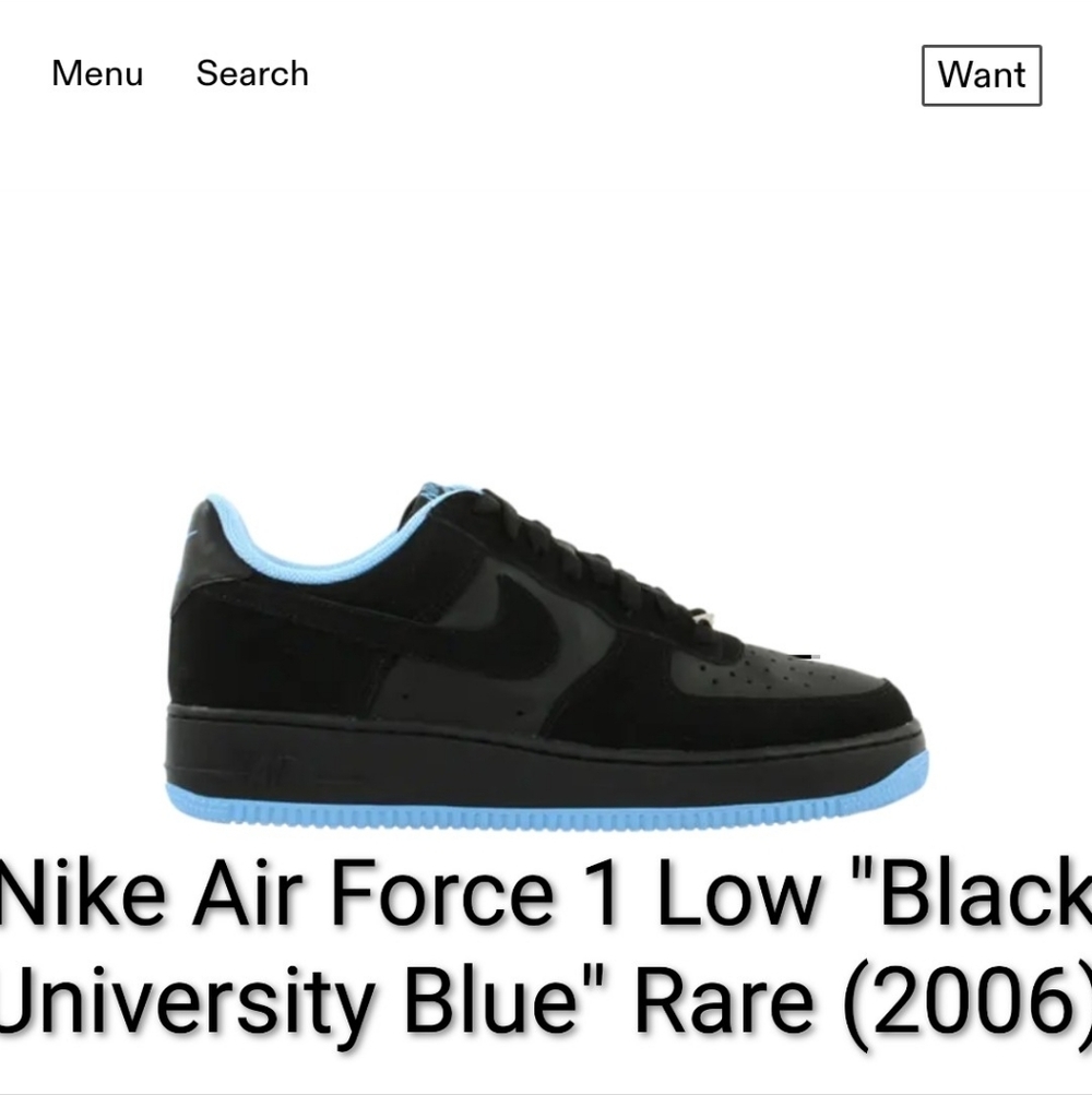 Nike Air Force 1 Low Rare "Black University Blue" (2006) Mens 9.5 Womens 11 EUC